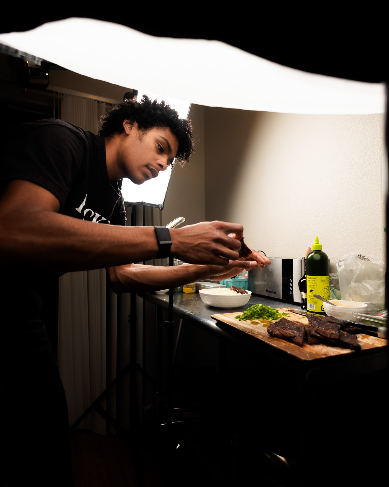 Chef Clinton Hall cooking at home